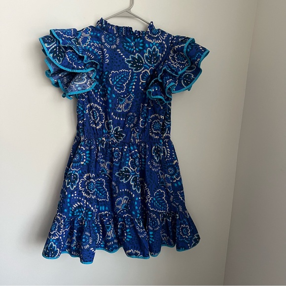 Sugarlips Kenner Floral Alina Ruffle Shift Mini Dress in Blue Multi Women's M - Picture 8 of 9